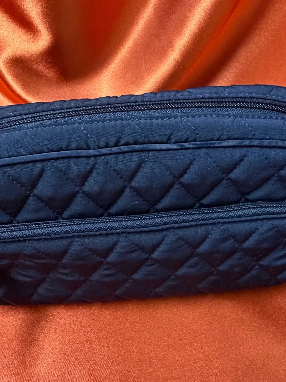 Vera Bradley Quilted Navy Cosmetic Pouch - Compact Travel Makeup Bag